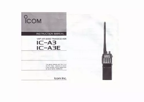 Mode d'emploi ICOM IC-A3