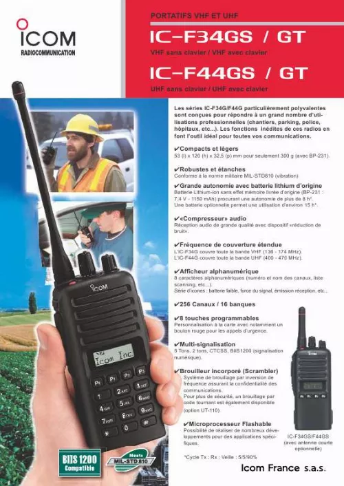 Mode d'emploi ICOM IC-F34GS