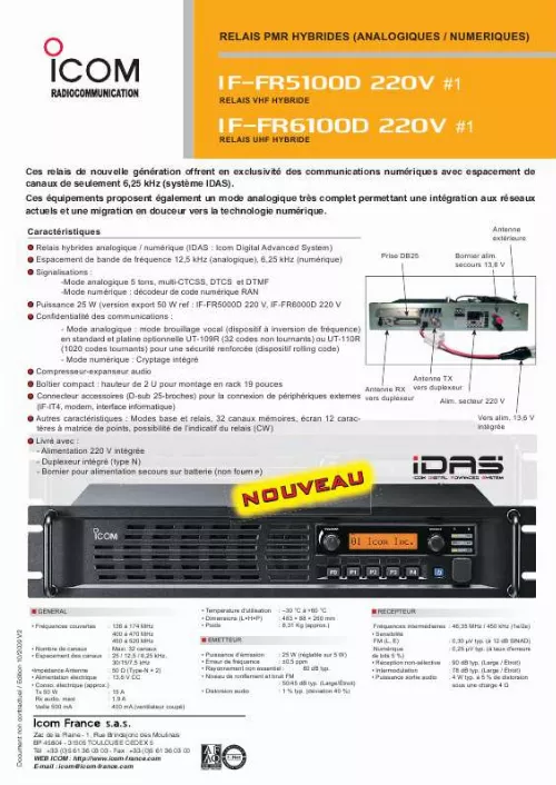 Mode d'emploi ICOM IF-FR6100D 220V