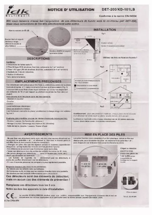 Mode d'emploi IDK MULTIMEDIA DET-200