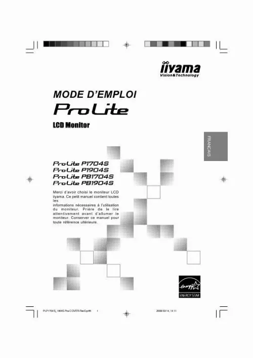 Mode d'emploi IIYAMA PROLITE P1904S