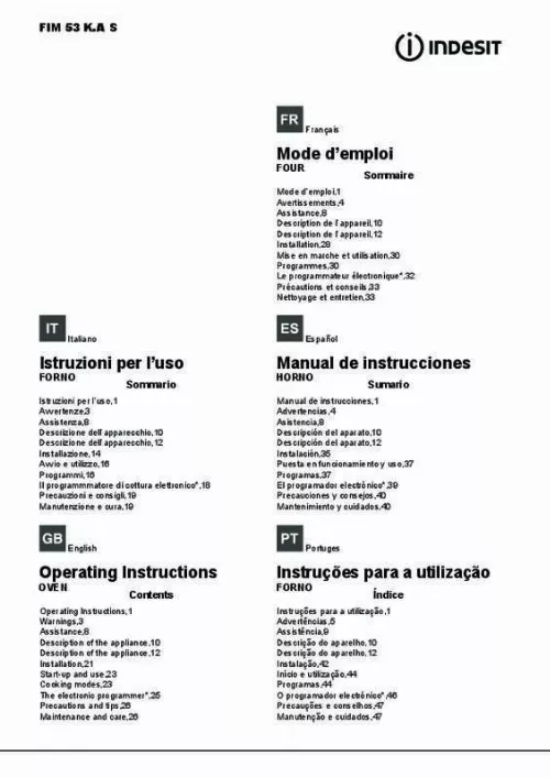 Mode d'emploi INDESIT FIM 53 K.A IX S