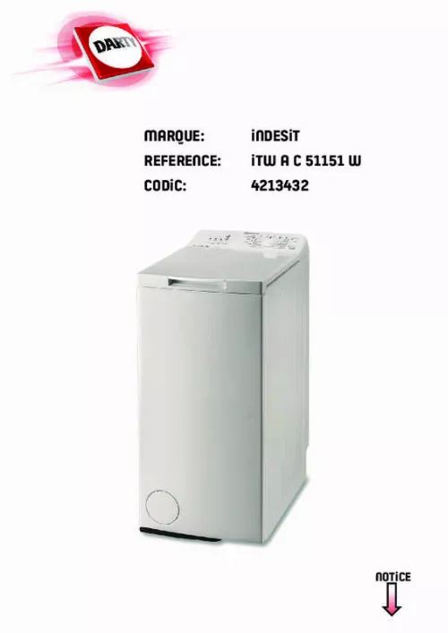 Mode d'emploi INDESIT ITWA51151W(FR)