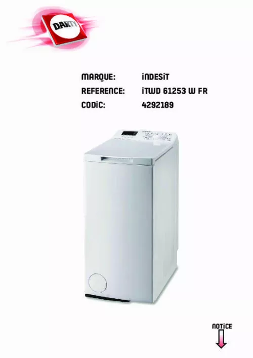 Mode d'emploi INDESIT ITWD 61253 W FR