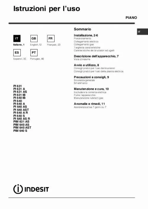 Mode d'emploi INDESIT PIM640