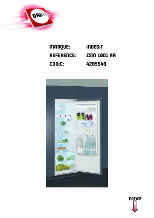 Mode d'emploi INDESIT ZSIN1801AA