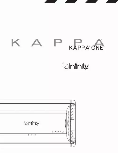 Mode d'emploi INFINITY KAPPA ONE