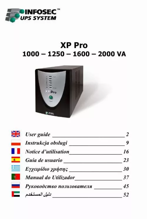 Mode d'emploi INFOSEC XP PRO 1000 VA