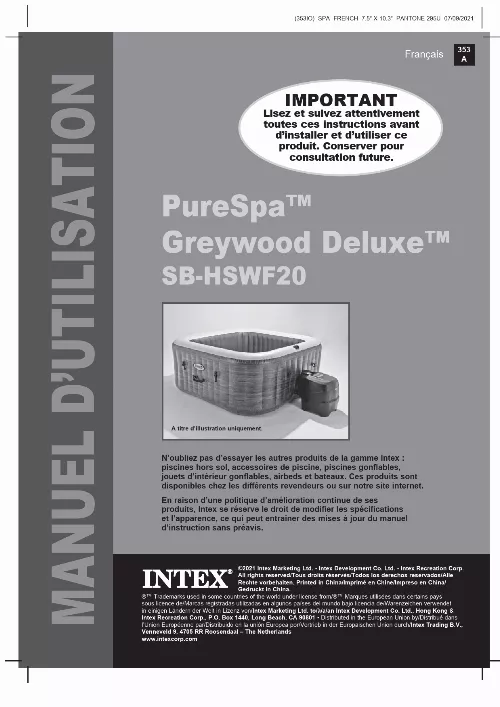 Mode d'emploi INTEX PURESPA ARDOISE