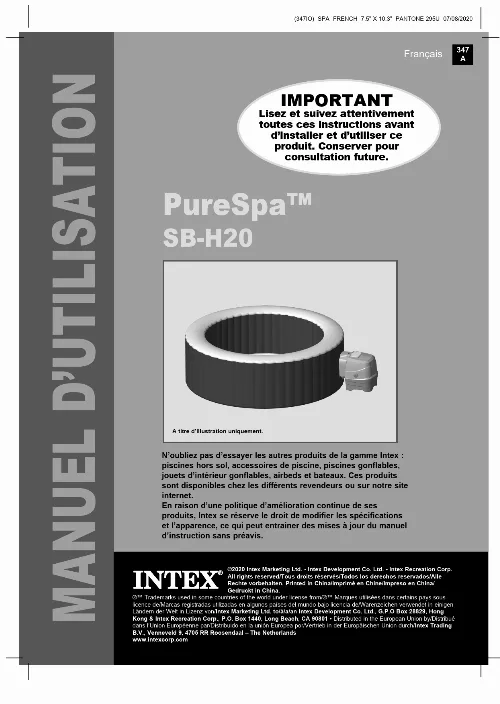 Mode d'emploi INTEX PURESPA SAHARA