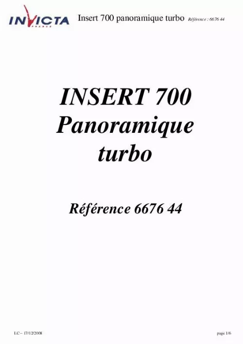 Mode d'emploi INVICTA FOYER 700 PANORAMIQUE TURBO