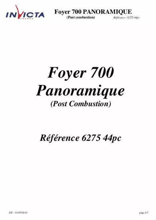 Mode d'emploi INVICTA FOYER 700 PANORAMIQUE