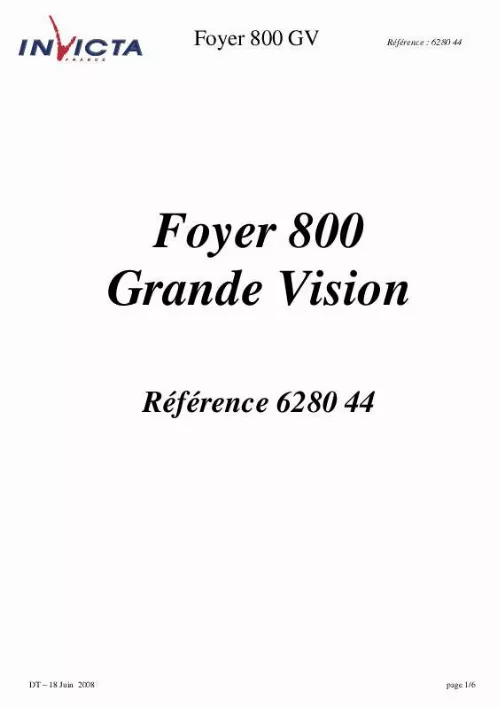 Mode d'emploi INVICTA FOYER 800 GRANDE VISION