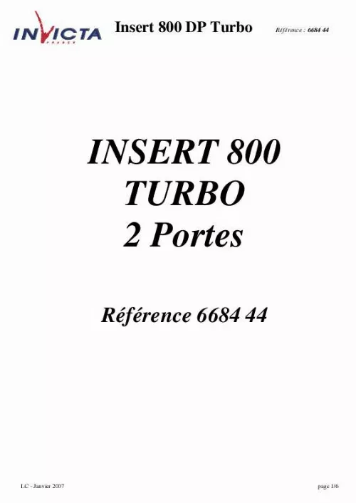Mode d'emploi INVICTA INSERT 800 DP TURBO