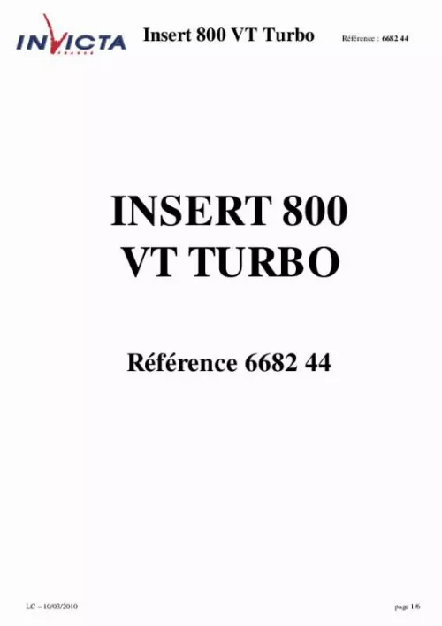 Mode d'emploi INVICTA INSERT 800 VISION TOTALE TURBO 18 KW