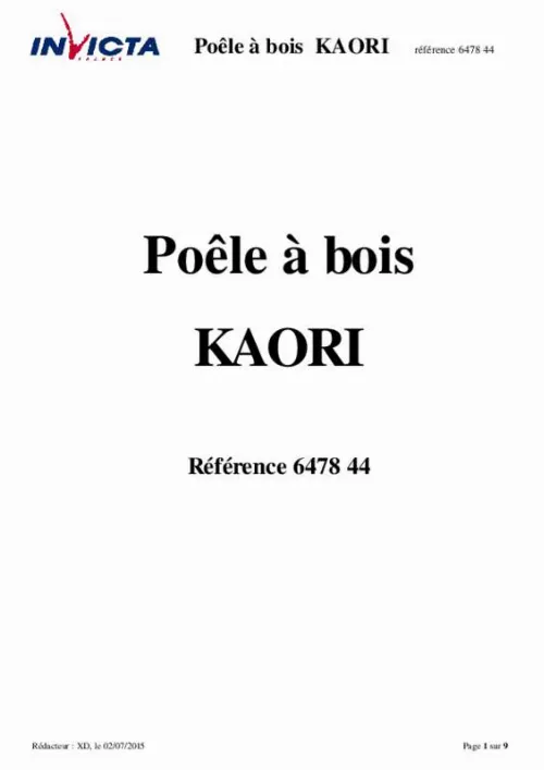 Mode d'emploi INVICTA KAORI