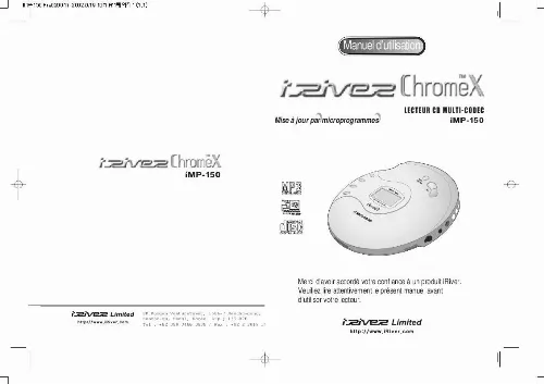 Mode d'emploi IRIVER IMP-150