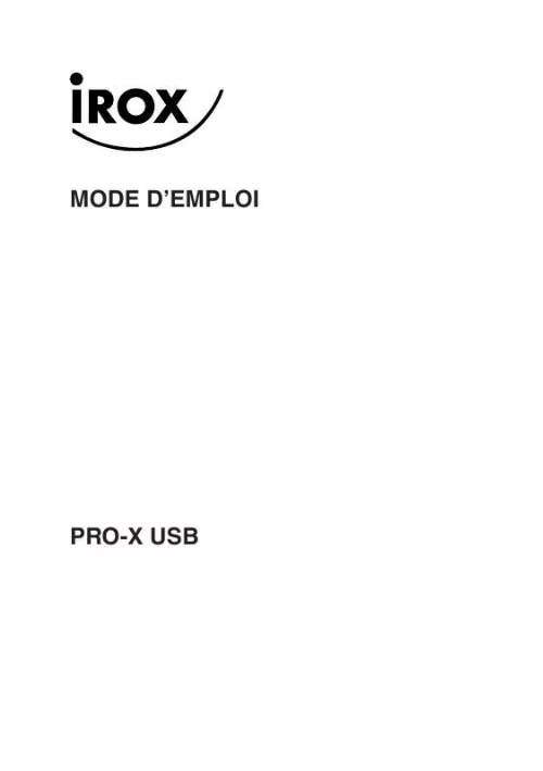 Mode d'emploi IROX PRO-X USB