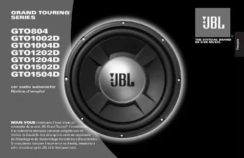 Mode d'emploi JBL GTO804