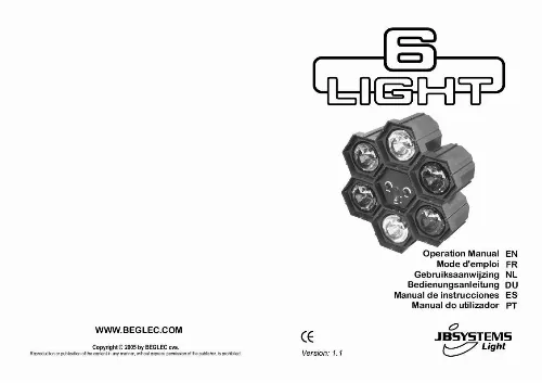 Mode d'emploi JBSYSTEMS LIGHT 6 LIGHT