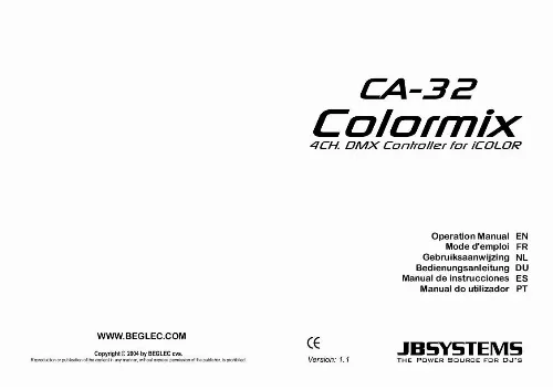 Mode d'emploi JBSYSTEMS LIGHT CA-32 COLORMIX
