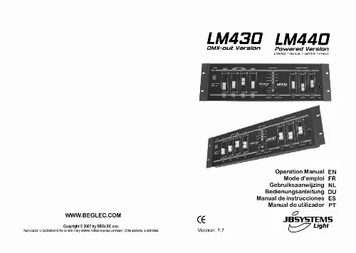 Mode d'emploi JBSYSTEMS LIGHT LM 430