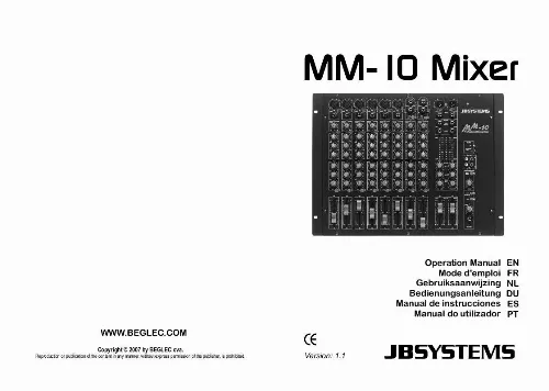 Mode d'emploi JBSYSTEMS LIGHT MM-10 MIXER