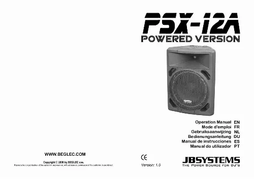 Mode d'emploi JBSYSTEMS LIGHT PSX-12A