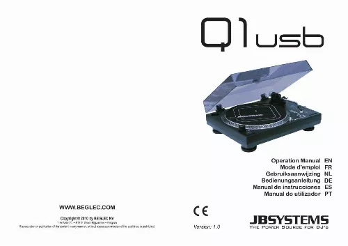 Mode d'emploi JBSYSTEMS LIGHT Q1 USB