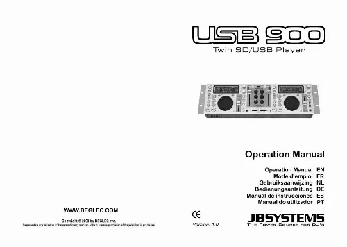 Mode d'emploi JBSYSTEMS LIGHT USB 900