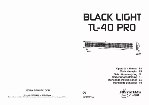 Mode d'emploi JBSYSTEMS BLACK LIGHT TL-40PRO