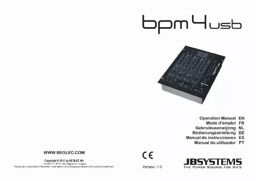 Mode d'emploi JBSYSTEMS BPM4 USB