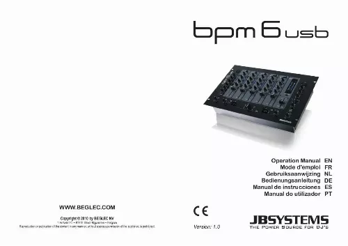 Mode d'emploi JBSYSTEMS BPM6 USB