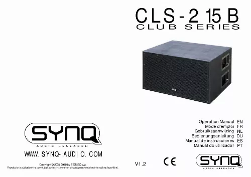 Mode d'emploi JBSYSTEMS CLS-2 15B