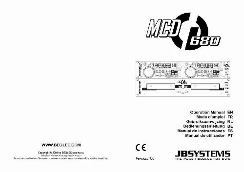 Mode d'emploi JBSYSTEMS MCD 680