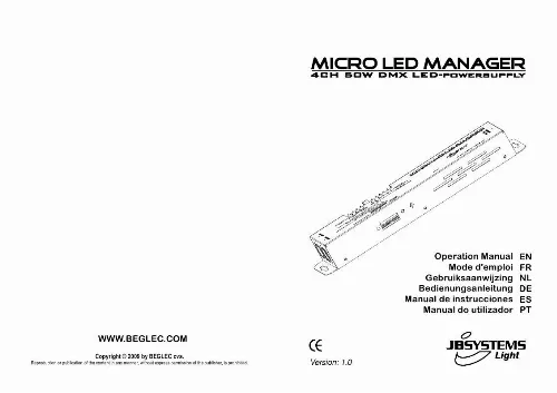 Mode d'emploi JBSYSTEMS MICRO LED MANAGER