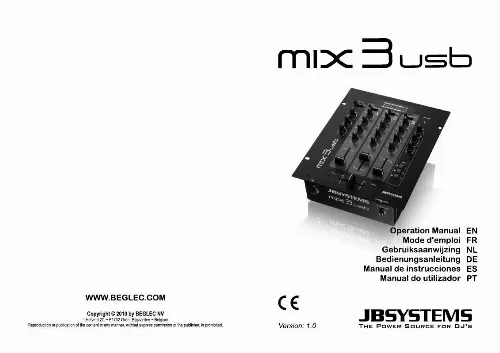 Mode d'emploi JBSYSTEMS MIX 3 USB