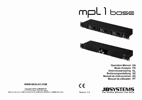 Mode d'emploi JBSYSTEMS MPL 1 BASE