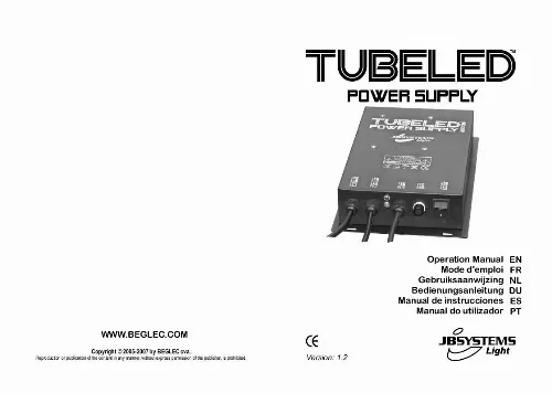 Mode d'emploi JBSYSTEMS TUBELED POWER SUPPLY