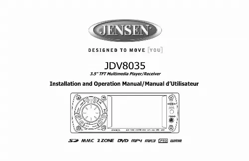 Mode d'emploi JENSEN VOYAGER JDV8035