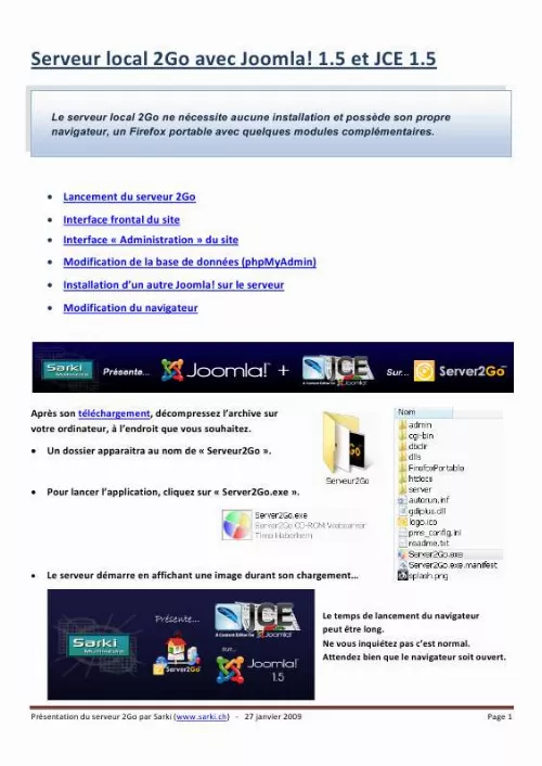 Mode d'emploi JOOMLA SERVEUR LOCAL AVEC JOOLMA 1.5 JCE 1.5