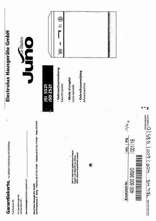 Mode d'emploi JUNO JSI5521B