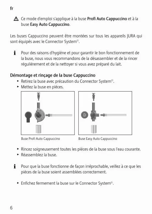 Mode d'emploi JURA PROFESSIONAL CAPPUCCINO FROTHER