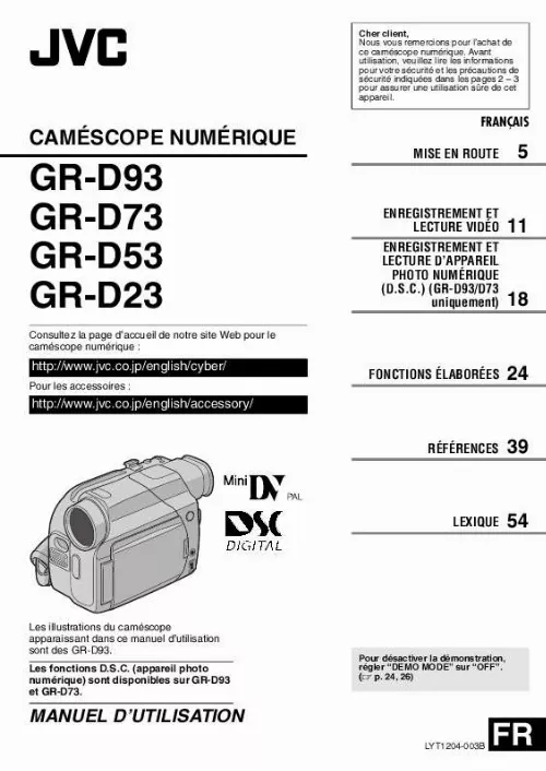 Mode d'emploi JVC GR-D53E