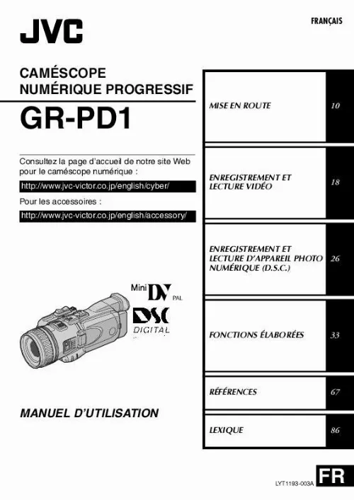 Mode d'emploi JVC GR-PD1E