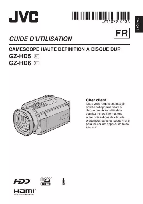 Mode d'emploi JVC GZ-HD5