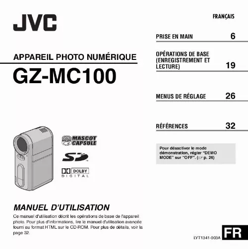 Mode d'emploi JVC GZ-MC100