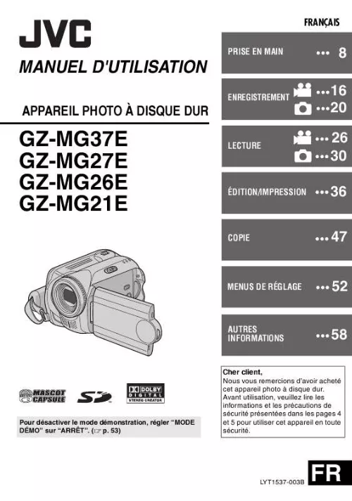 Mode d'emploi JVC GZ-MG26