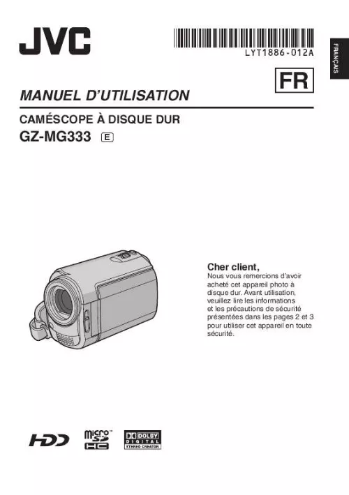 Mode d'emploi JVC GZ-MG333