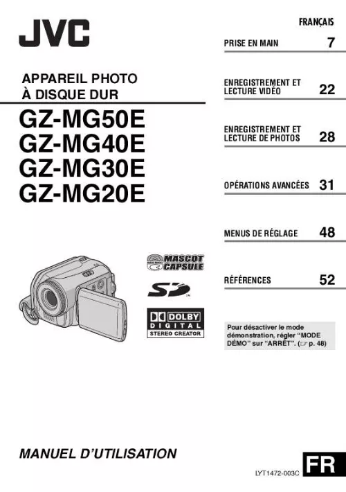 Mode d'emploi JVC GZ-MG50E
